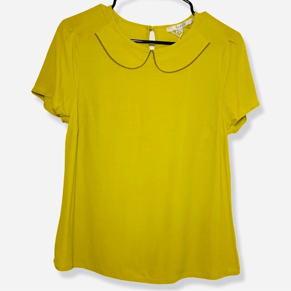 Boden Tops - Boden Montpellier Chartreuse (Green/Yellow) Peter Pan Collar Blouse
